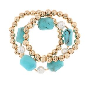 3 Row Marble Station & CCB Bead Bracelet